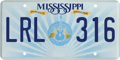 MS license plate LRL316