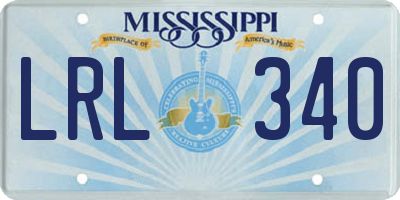 MS license plate LRL340