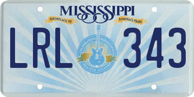 MS license plate LRL343
