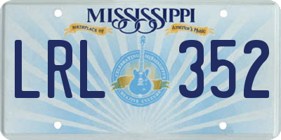 MS license plate LRL352