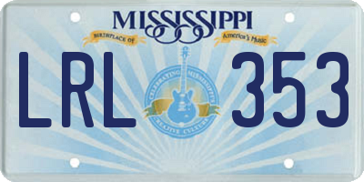MS license plate LRL353