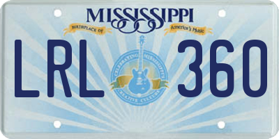 MS license plate LRL360