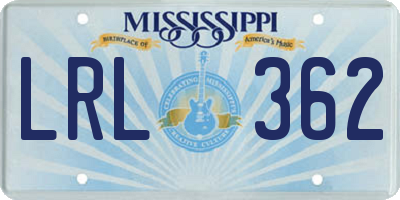 MS license plate LRL362