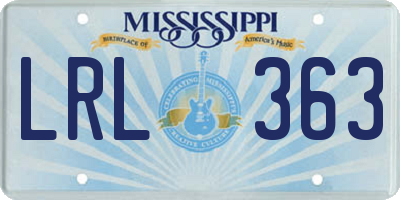 MS license plate LRL363