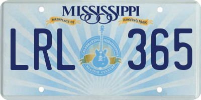 MS license plate LRL365