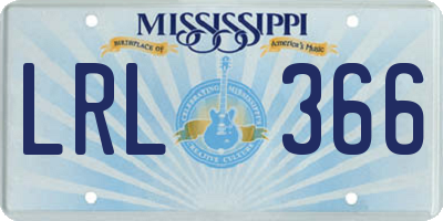 MS license plate LRL366