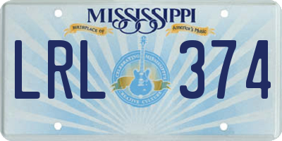 MS license plate LRL374