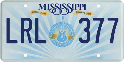 MS license plate LRL377