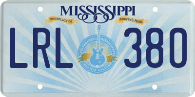 MS license plate LRL380
