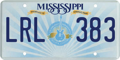 MS license plate LRL383