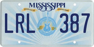 MS license plate LRL387