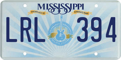 MS license plate LRL394