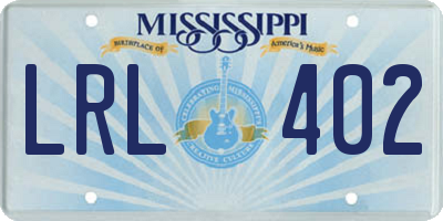MS license plate LRL402