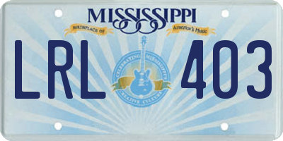 MS license plate LRL403