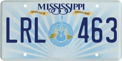 MS license plate LRL463