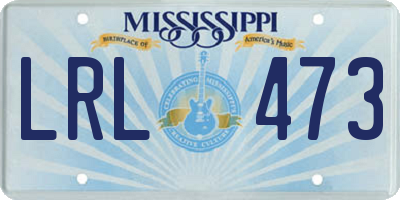 MS license plate LRL473