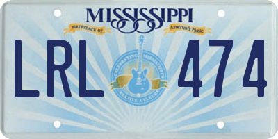 MS license plate LRL474
