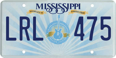 MS license plate LRL475