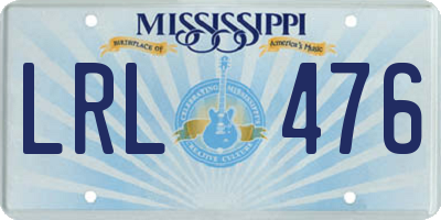 MS license plate LRL476