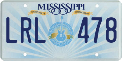 MS license plate LRL478