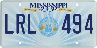 MS license plate LRL494