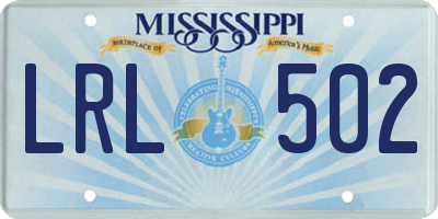 MS license plate LRL502