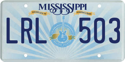 MS license plate LRL503