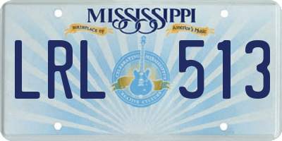 MS license plate LRL513