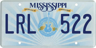 MS license plate LRL522