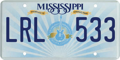 MS license plate LRL533