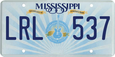 MS license plate LRL537
