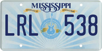 MS license plate LRL538