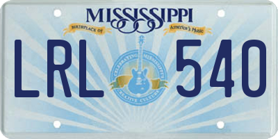 MS license plate LRL540