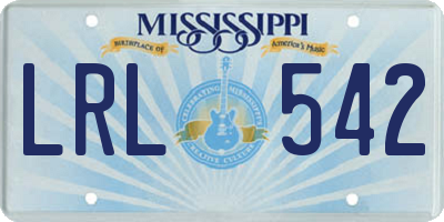 MS license plate LRL542