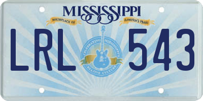 MS license plate LRL543