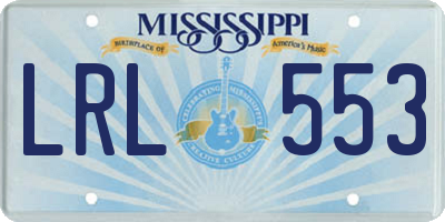 MS license plate LRL553