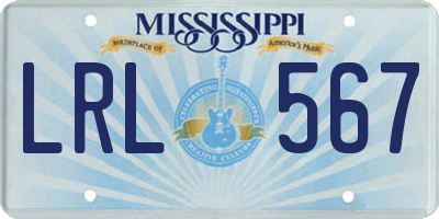 MS license plate LRL567