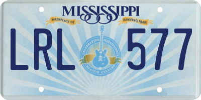 MS license plate LRL577