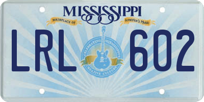 MS license plate LRL602
