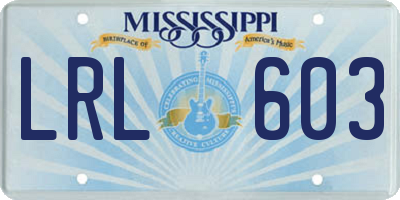 MS license plate LRL603