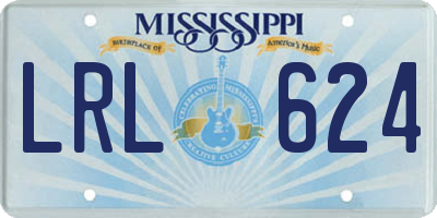 MS license plate LRL624