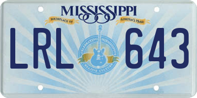 MS license plate LRL643