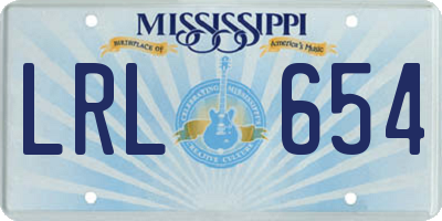 MS license plate LRL654