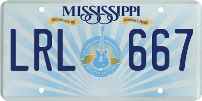 MS license plate LRL667