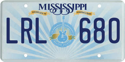MS license plate LRL680
