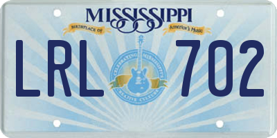 MS license plate LRL702