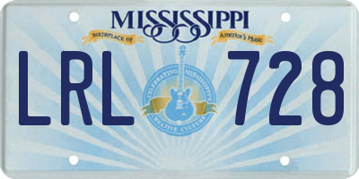 MS license plate LRL728