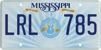 MS license plate LRL785