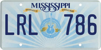 MS license plate LRL786