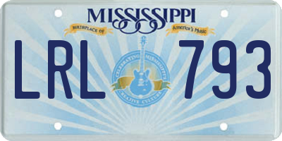 MS license plate LRL793